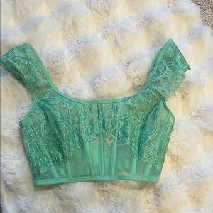 VS dream angels Lace Corset Crop Top - Mint Green NWT